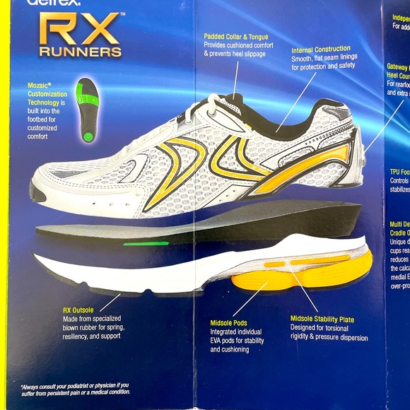 Aetrex Mens RX Runner X-Wide Width Grey/Copper Size 11.5 - Picture 7 of 8